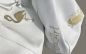 Preview: - Weisser Lederbeutel Venezia & Flamingo in Gold