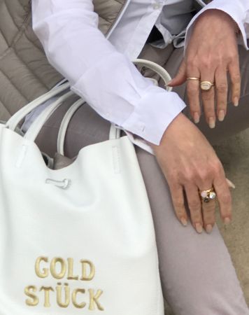 - Weisser Lederbeutel Venezia & GOLDSTÜCK in Gold