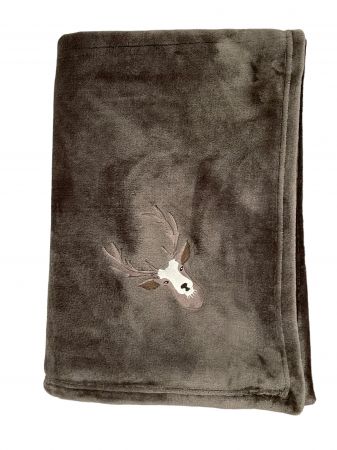 - Kuscheldecke mit Hirschkopf 150/200cm