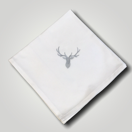 Damast - Serviette 50 x 50 cm - Hirschkopf uni Silber
