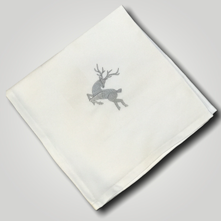 Damast - Serviette 50 x 50 cm - Hirsch uni Silber