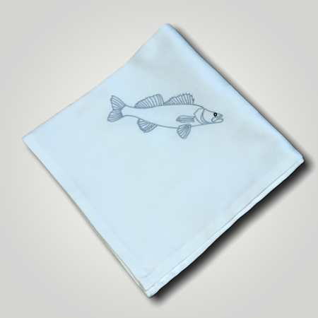 1 Damast Serviette mit Zander