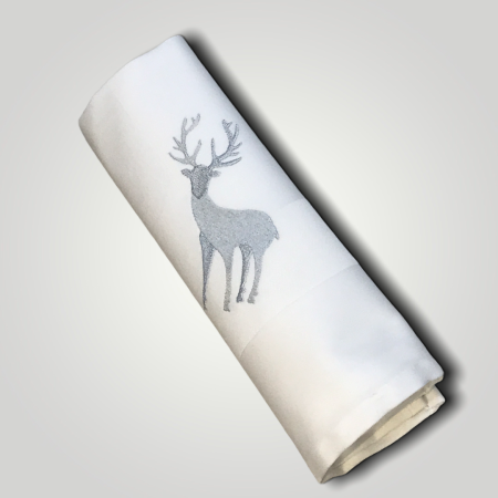 Damast - Serviette 50 x 50 cm - Hirsch uni Silber