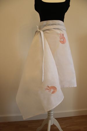 Vorbinder-Schürze 60/80 cm weiss mit Garnele