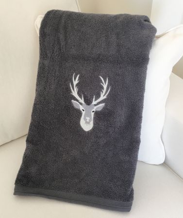 MÖVE Superwuschel stone, Handtuch 50 x 100 cm mit HIRSCH