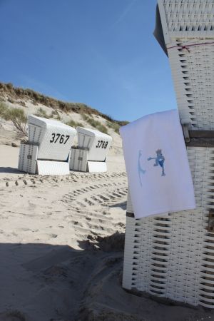 SYLT - Weisses Duschtuch 70 x 140 cm mit Frosch & Syltlogo