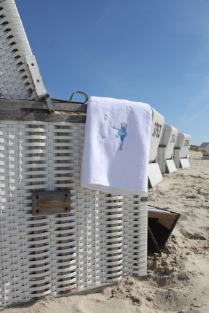 SYLT - Weisses Duschtuch 70 x 140 cm mit Frosch & Syltlogo