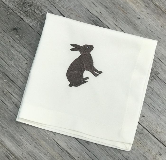 -1 Serviette SANDER LOFT mit Häschen in Dunkelbraun