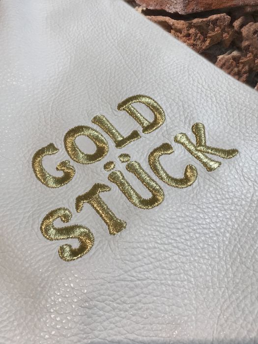 - Weisser Lederbeutel Venezia & GOLDSTÜCK in Gold