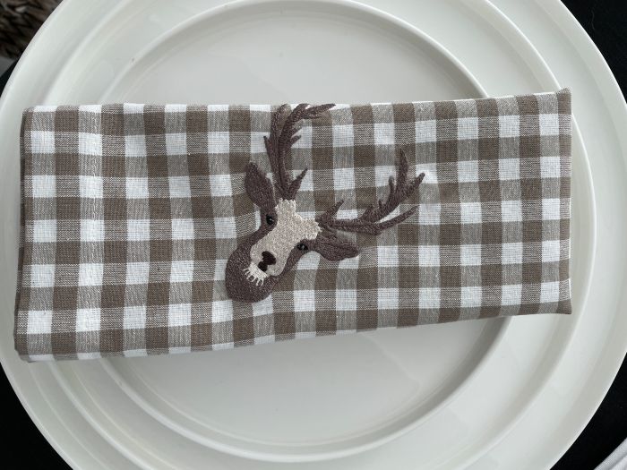 - LINUM Serviette mit Hirschkopf