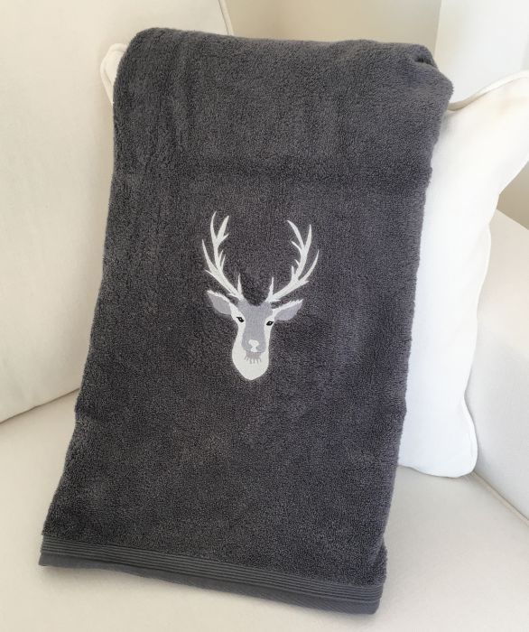 MÖVE Superwuschel stone, Handtuch 50 x 100 cm mit HIRSCH